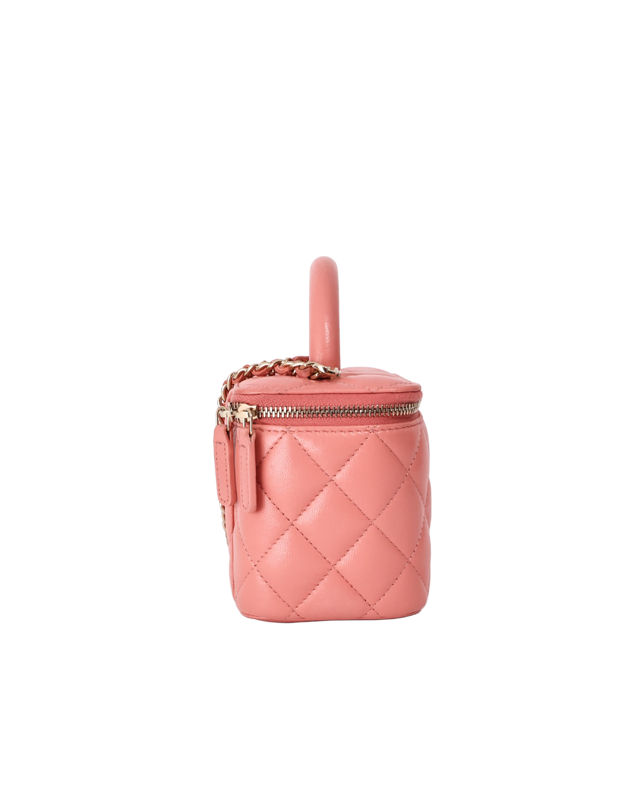 Chanel Quilted Top Handle Vanity Case in Pink Lambskin with Gold Hardware (Contact to Enquire)