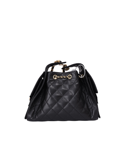Chanel 25 Small in Black Caviar Leather with Gold Hardware