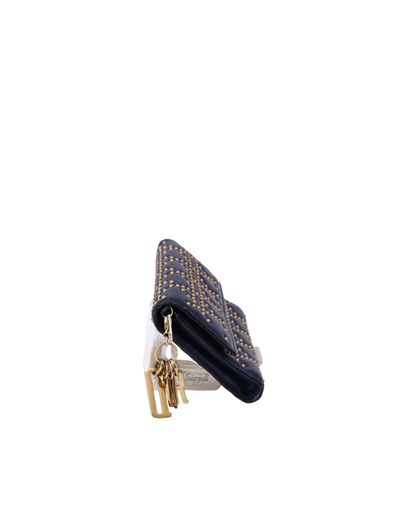 Dior Cannage Stud Wallet on Chain in Navy Lambskin Leather with Gold Hardware (Contact to Enquire)