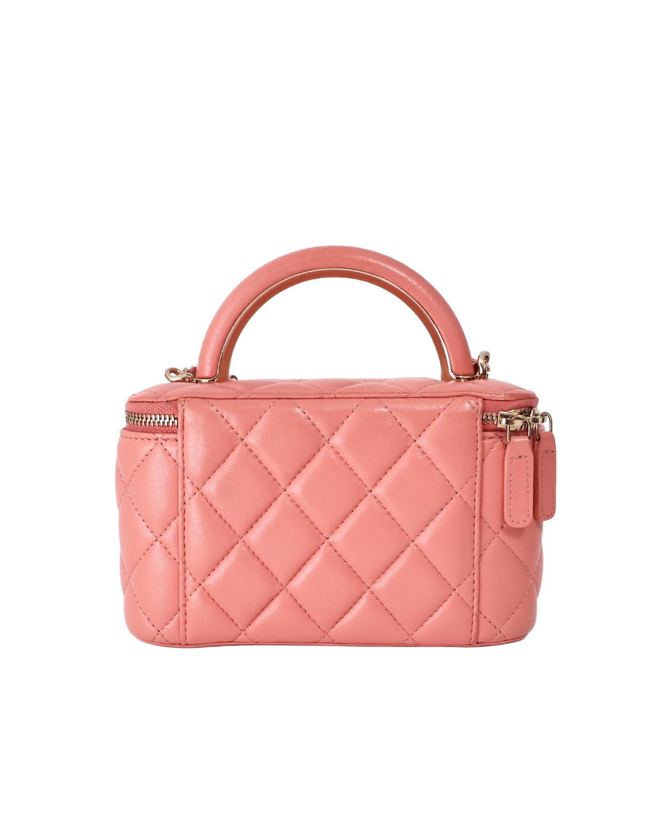 Chanel Quilted Top Handle Vanity Case in Pink Lambskin with Gold Hardware (Contact to Enquire)