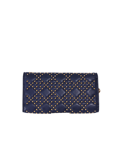 Dior Cannage Stud Wallet on Chain in Navy Lambskin Leather with Gold Hardware (Contact to Enquire)
