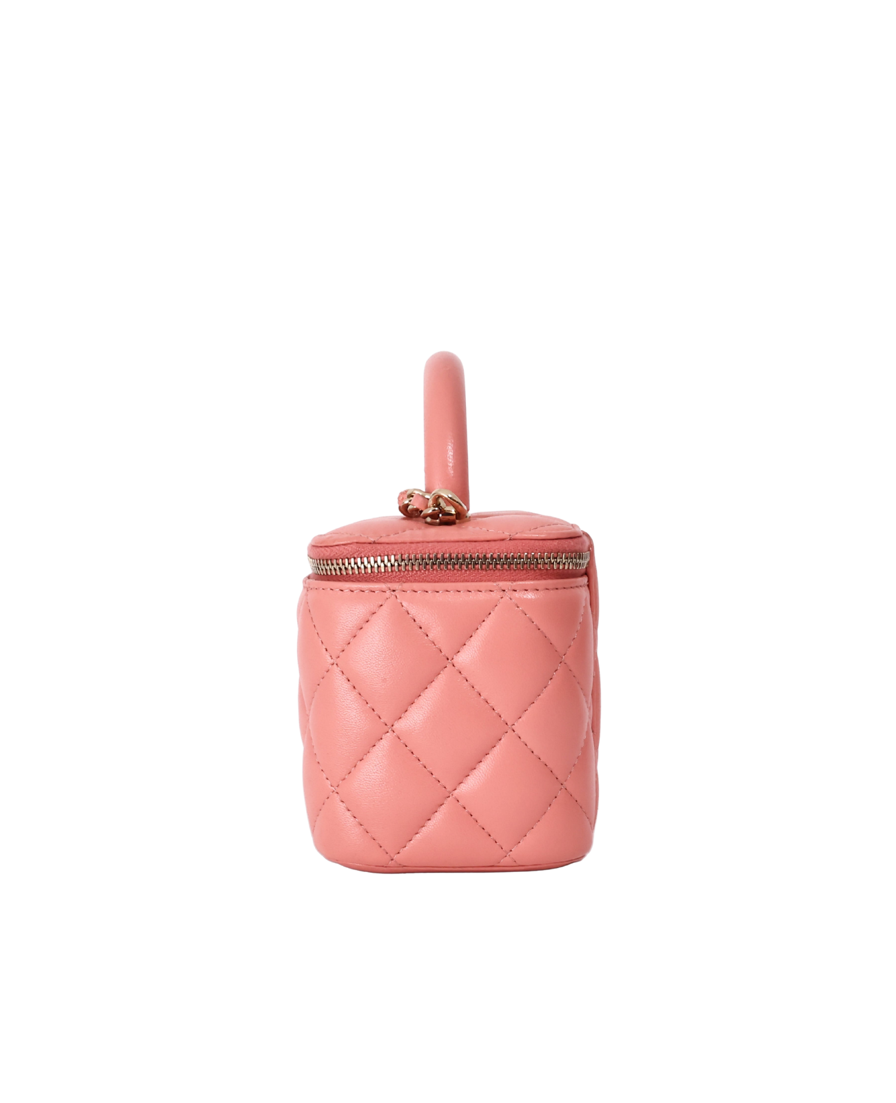 Chanel Quilted Top Handle Vanity Case in Pink Lambskin with Gold Hardware (Contact to Enquire)