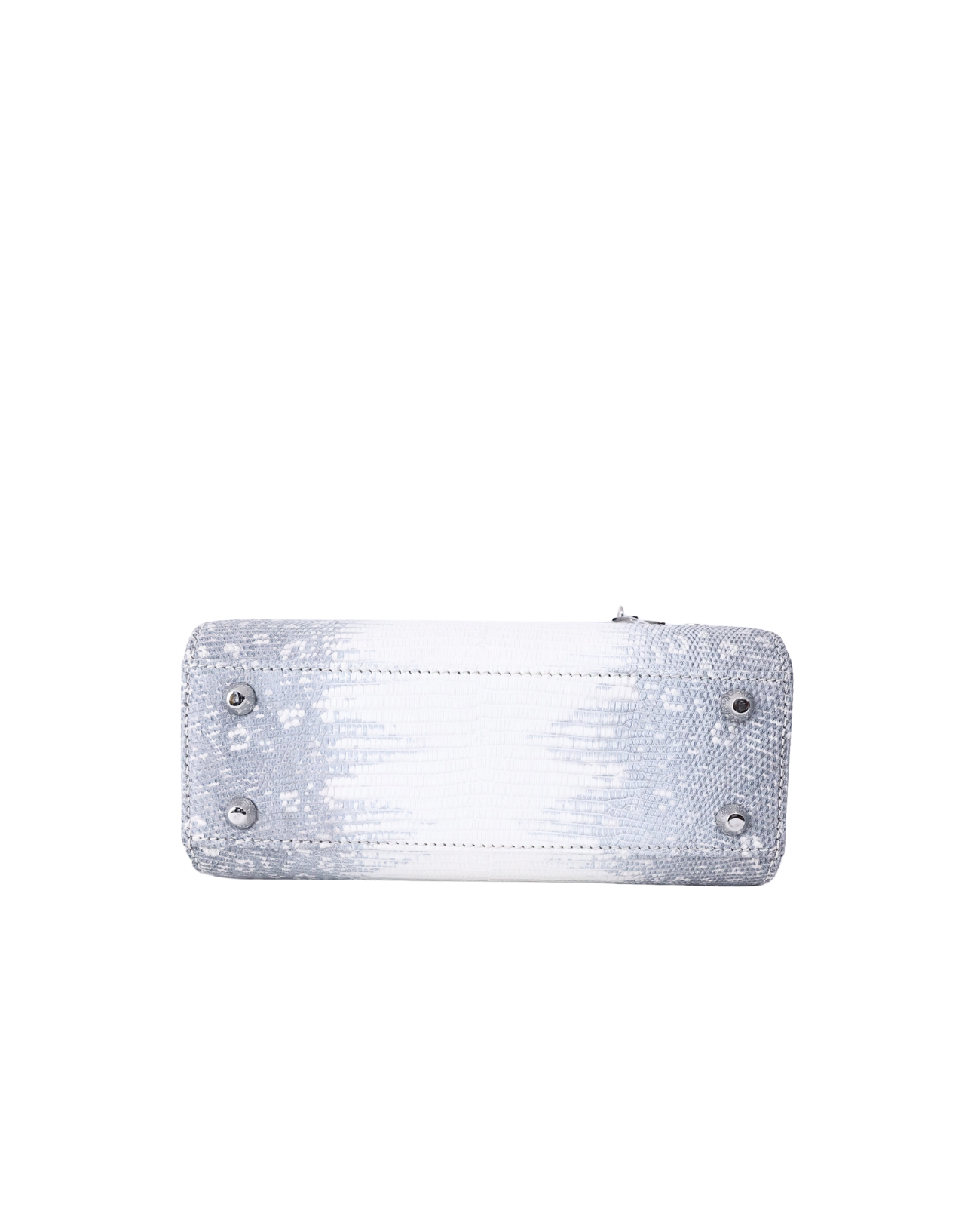 Dior Mini Lady Dior in White/Grey Lizard Leather with Silver Hardware