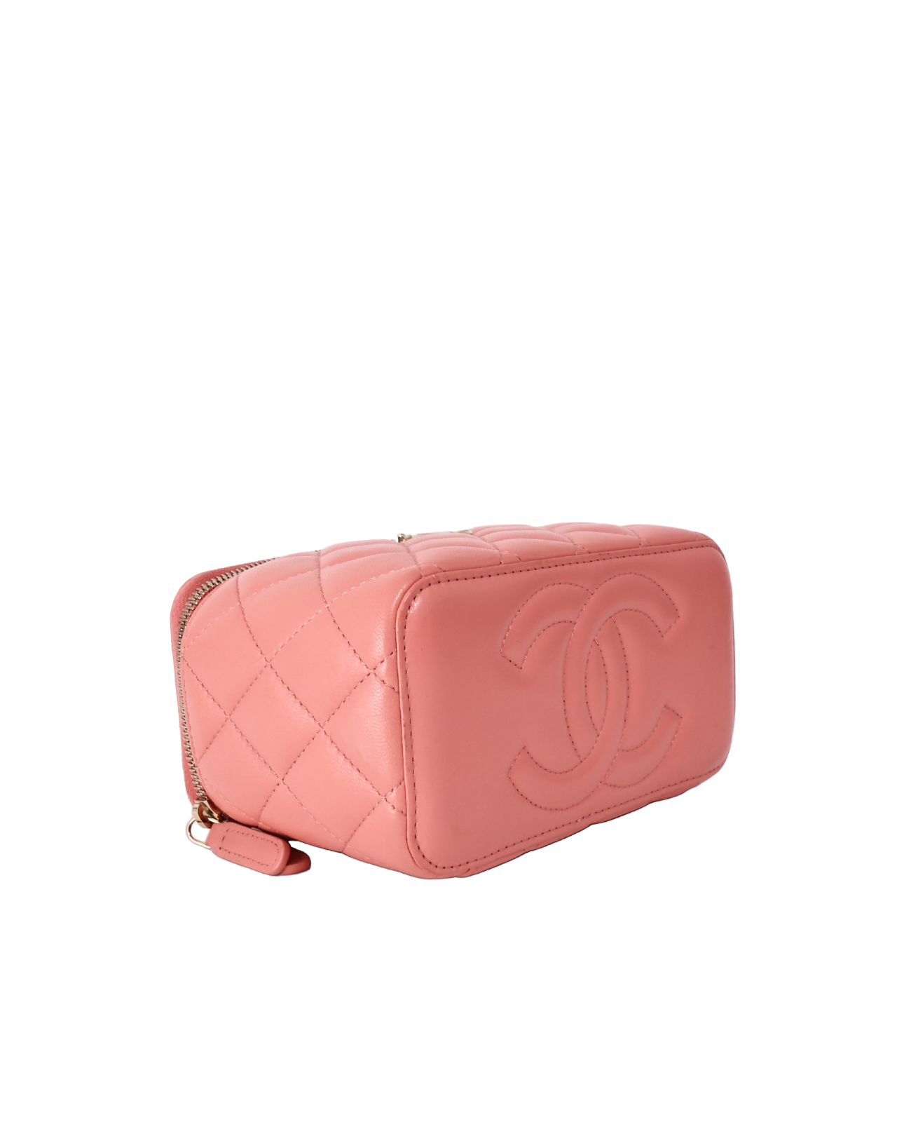 Chanel Quilted Top Handle Vanity Case in Pink Lambskin with Gold Hardware (Contact to Enquire)