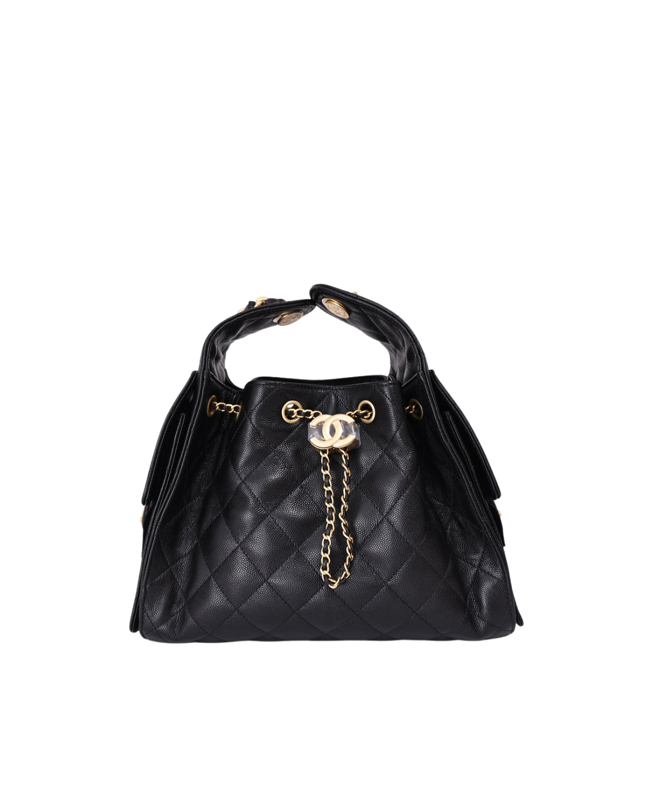 Chanel 25 Small in Black Caviar Leather with Gold Hardware