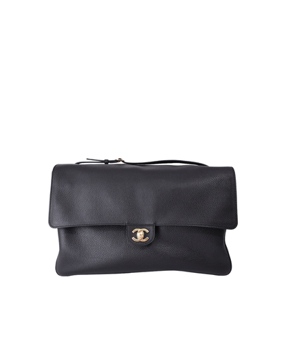 Chanel 2026 Matthieu Blazy Maxi Oversized Flap Bag 38.5 (Airport Bag) in Black Grained Calfskin with Gold Hardware (Contact to Enquire)
